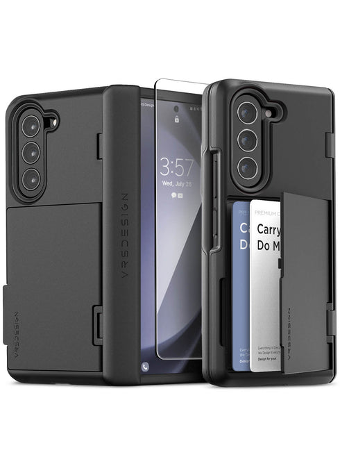 VRS Design Samsung Galaxy Z Fold 5 Case Terra Guard MODERN GO with Card Slot Storage and FRONT Screen Protector