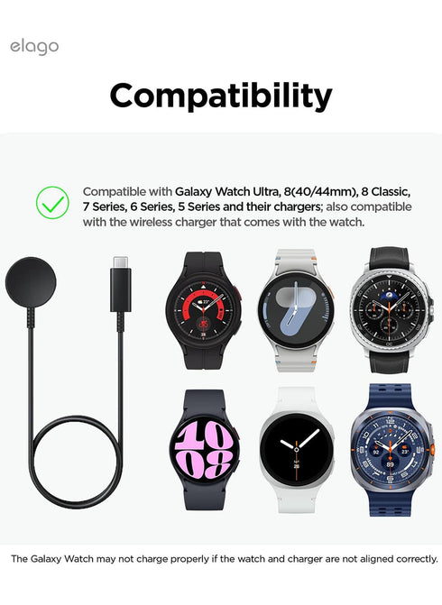 elago Samsung Galaxy Watch 8 / 8 Classic / 7 Ultra / 7 / 6 / 6 Classic / 5 / 5 Pro (40/43/44/45/47mm) Charger GW2 Stand