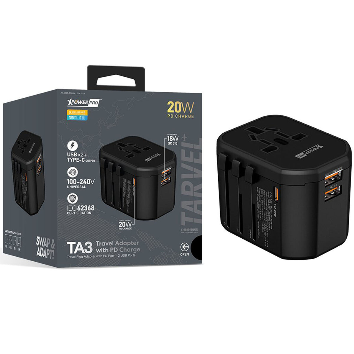 Xpower TA3 20W Travel Charger Adapter CasePro