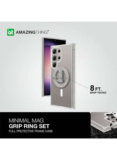 Amazing Thing Galaxy S24 ULTRA Case with Ring Holder Stand Minimal Mag Grip
