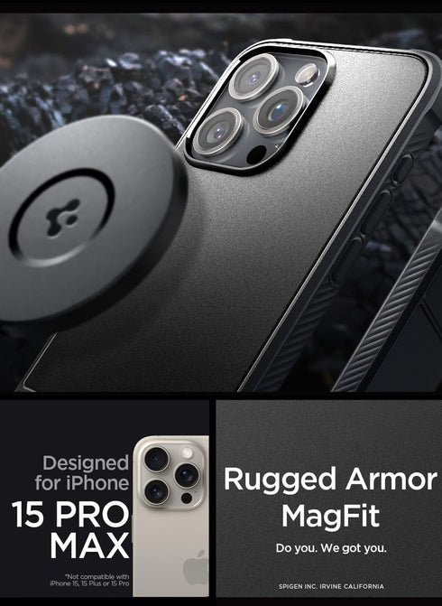Spigen iPhone 15 Pro MAX Case Rugged Armor MagFit