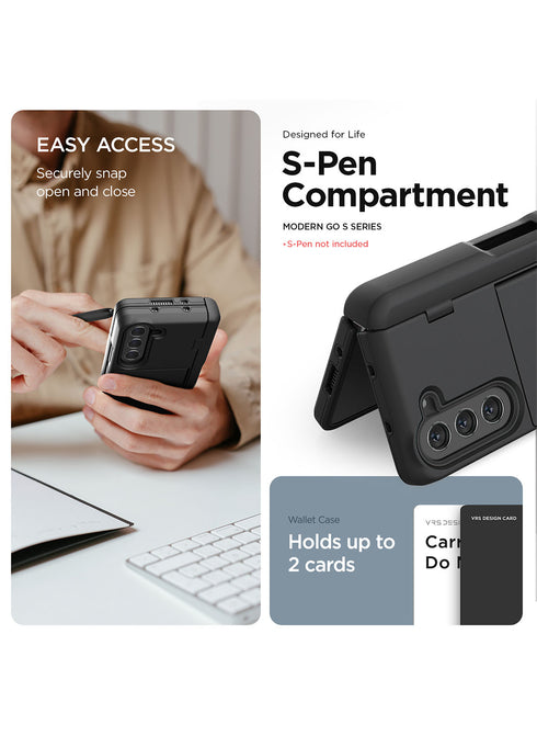 VRS Design Samsung Galaxy Z Fold 5 Case Terra Guard Modern GO with S-Pen Holder and Front Screen Protector