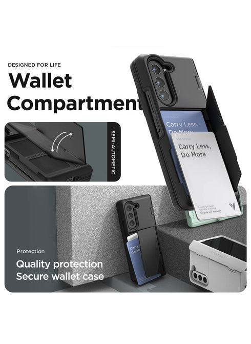 VRS Design Samsung Galaxy Z Fold 5 Case Terra Guard MODERN GO with Card Slot Storage and FRONT Screen Protector