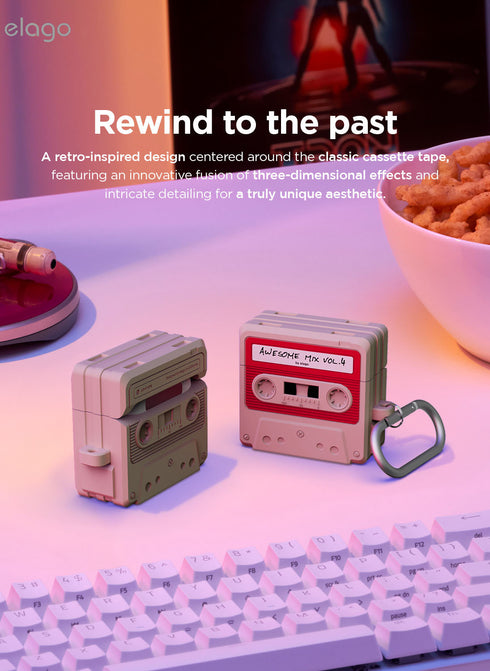 elago AirPods 4 Case Casette Tape
