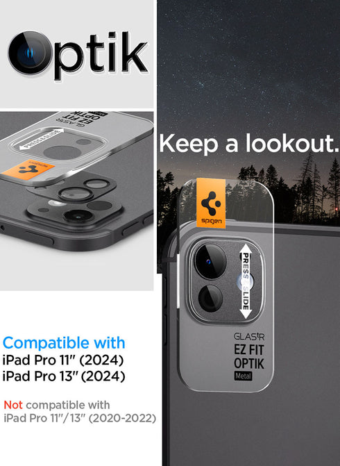 Spigen iPad Pro 13" / iPad Pro 11" M4 (2024) Camera Lens Screen Protector GLAStR Optik Metal EZ Fit