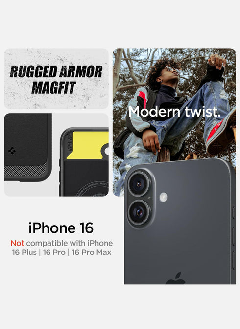 Spigen iPhone 16 Case Rugged Armor MAGFIT