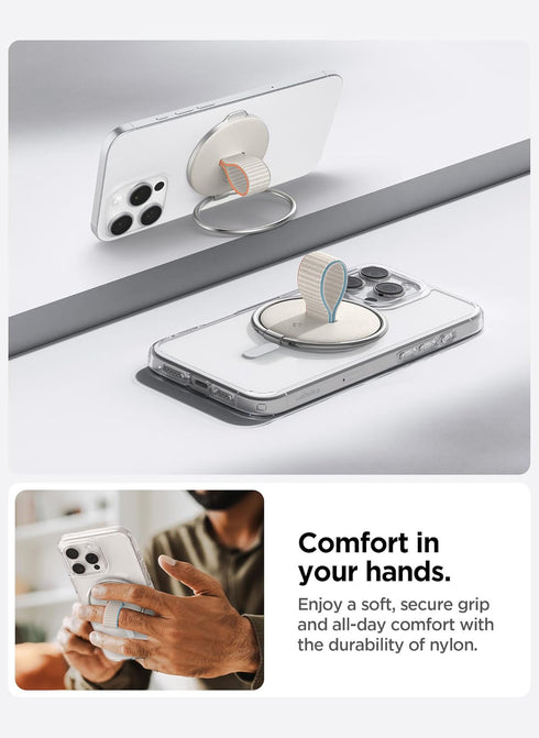 Spigen O-Mag Ring (MagFit) Magnetic Ring Holder with Kickstand and Strap