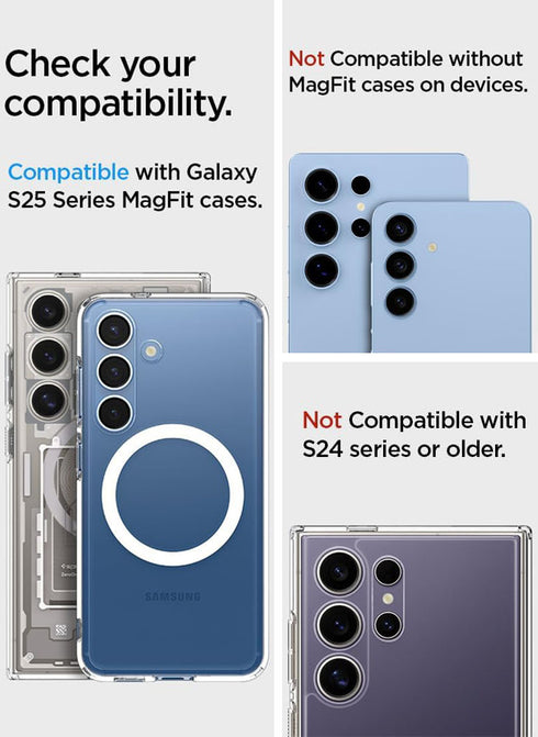 Spigen Samsung Galaxy S25 series Dual-Side Magnetic Wallet 3 Cards Holder Ultra Hybrid (MagFit Plus)