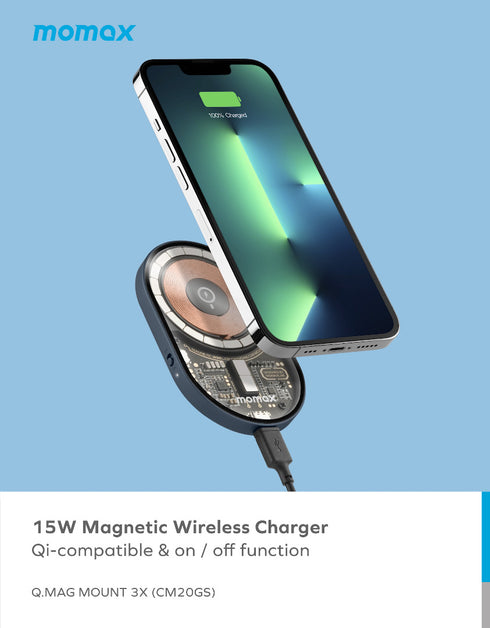 Momax Tesla Model 3 / Y (CM20GS) Q.Mag Mount3x 15W Magnetic Qi Wireless Charging