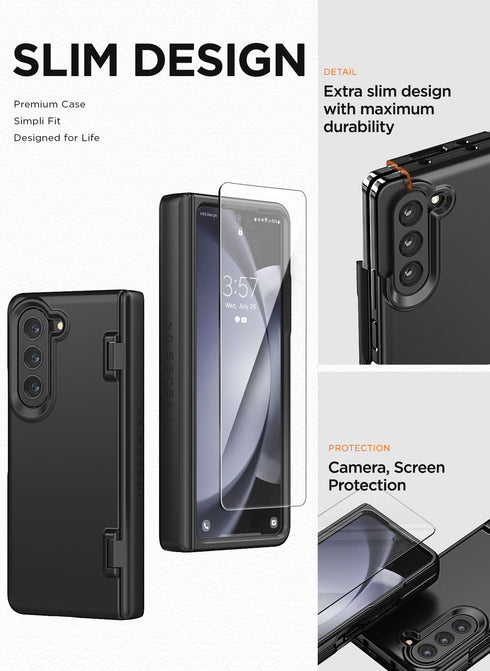 VRS Design Samsung Galaxy Z Fold 5 Case Simpli Fit with FRONT Screen Protector
