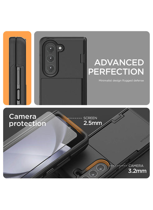 VRS Design Samsung Galaxy Z Fold 5 Case Terra Guard MODERN GO with Card Slot Storage and FRONT Screen Protector