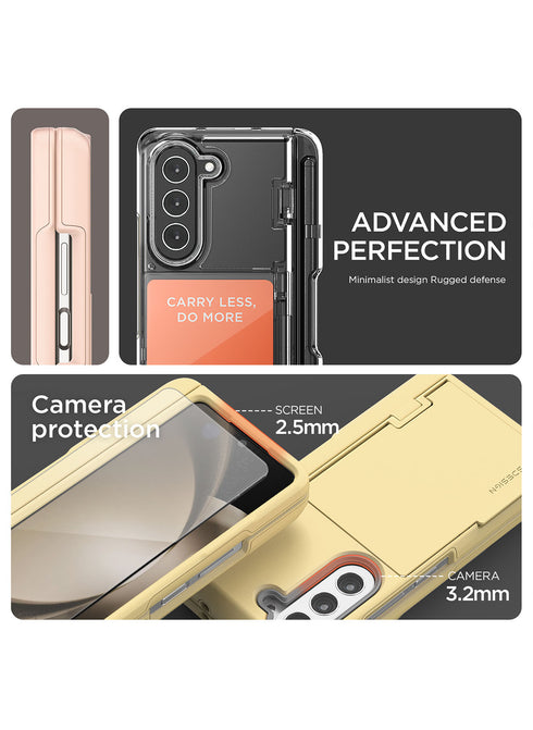 VRS Design Samsung Galaxy Z Fold 5 Case Terra Guard Modern GO Clear with S-Pen Holder and Front Screen Protector
