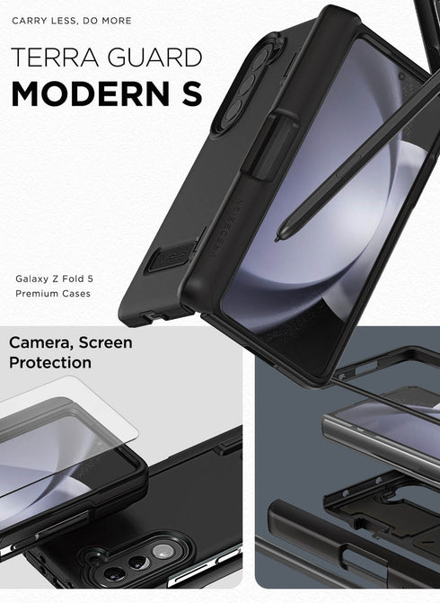 VRS Design Samsung Galaxy Z Fold 5 Case Terra Guard MODERN with S-Pen Holder and Front Screen Protector