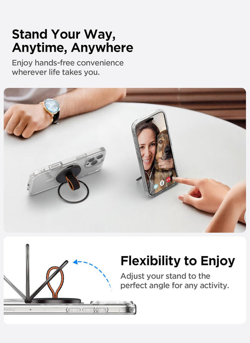 Spigen O-Mag Ring (MagFit) Magnetic Ring Holder with Kickstand and Strap