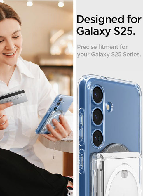 Spigen Samsung Galaxy S25 series Dual-Side Magnetic Wallet 3 Cards Holder Ultra Hybrid (MagFit Plus)