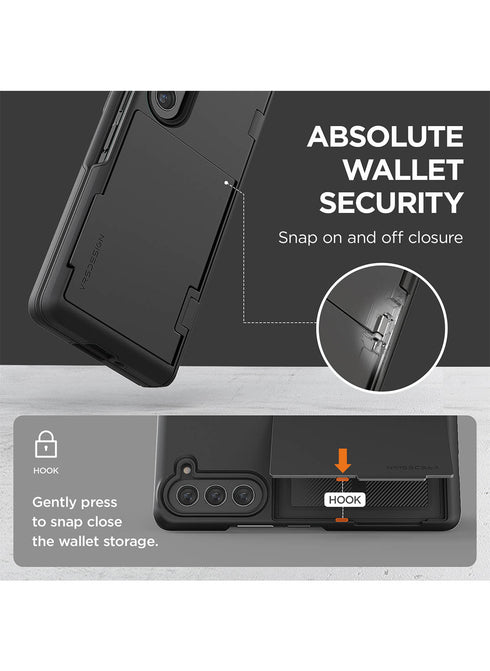 VRS Design Samsung Galaxy Z Fold 5 Case Terra Guard MODERN GO with Card Slot Storage and FRONT Screen Protector