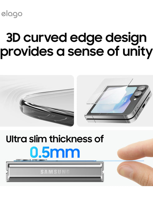 elago Samsung Galaxy Z Flip 6 Tempered Glass Screen Protector Flex Window