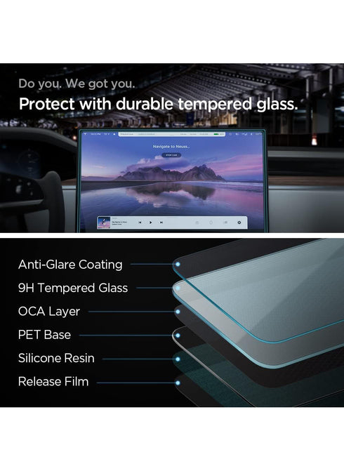Spigen Tesla Model S / X (2025/2021) Tempered Glass Screen Protector GLAStR EZ Fit