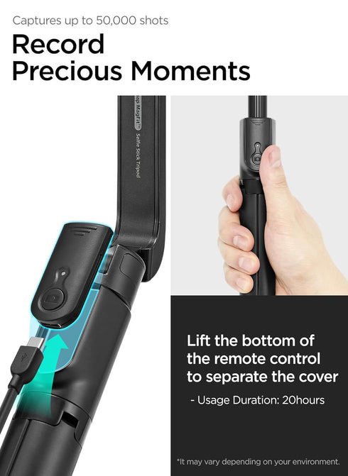 Spigen 47" MagSafe Selfie Stick Tripod with Bluetooth Remote