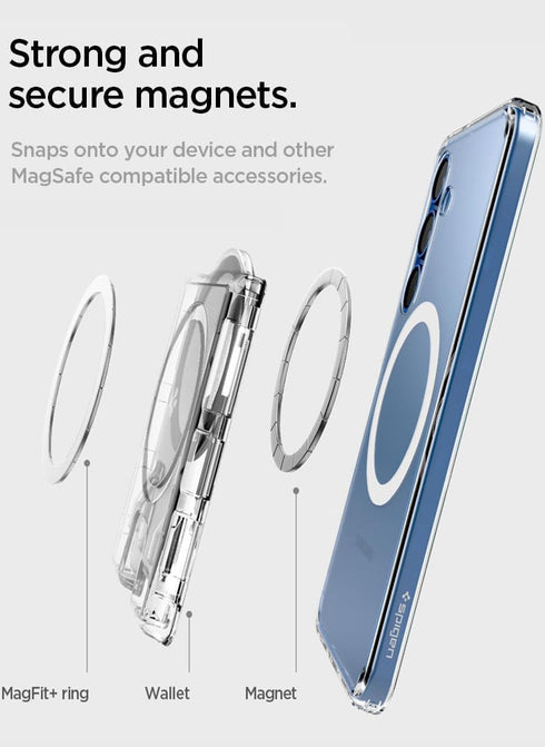 Spigen Samsung Galaxy S25 series Dual-Side Magnetic Wallet 3 Cards Holder Ultra Hybrid (MagFit Plus)