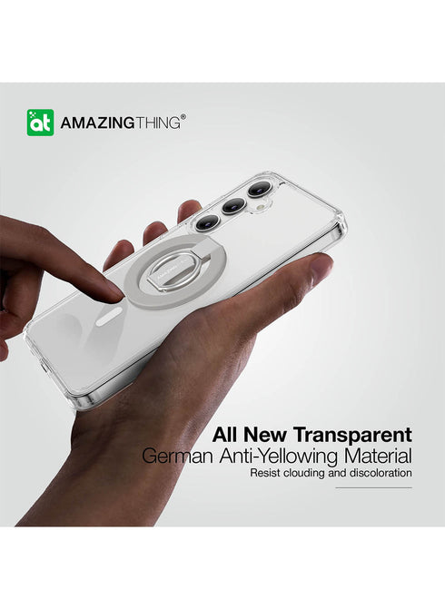 Amazing Thing Galaxy S24 Case with Ring Holder Stand Minimal Mag Grip