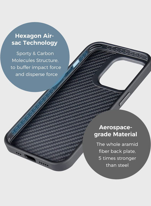 MONOCARBON iPhone 14 PRO Case Real Aramid Fiber (MagSafe)