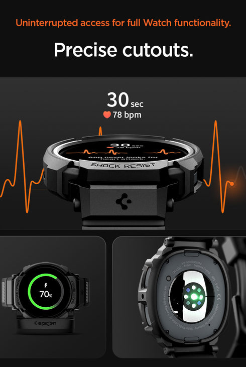 Spigen Samsung Galaxy Watch 8 (44mm) Band with Case Rugged Armor Pro