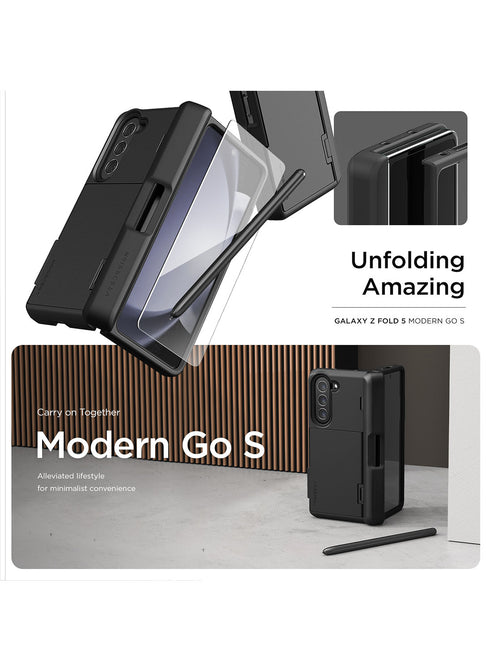 VRS Design Samsung Galaxy Z Fold 5 Case Terra Guard Modern GO with S-Pen Holder and Front Screen Protector
