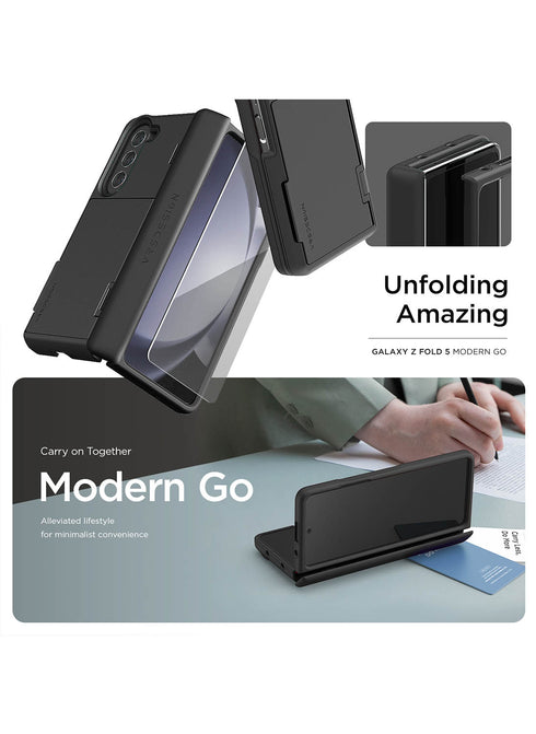VRS Design Samsung Galaxy Z Fold 5 Case Terra Guard MODERN GO with Card Slot Storage and FRONT Screen Protector