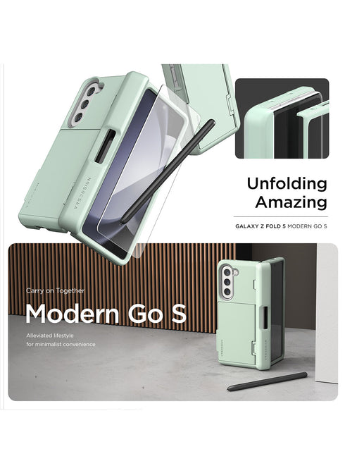 VRS Design Samsung Galaxy Z Fold 5 Case Terra Guard Modern GO with S-Pen Holder and Front Screen Protector
