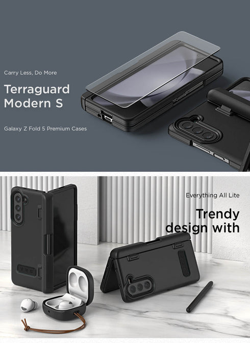 VRS Design Samsung Galaxy Z Fold 5 Case Terra Guard MODERN with S-Pen Holder and Front Screen Protector