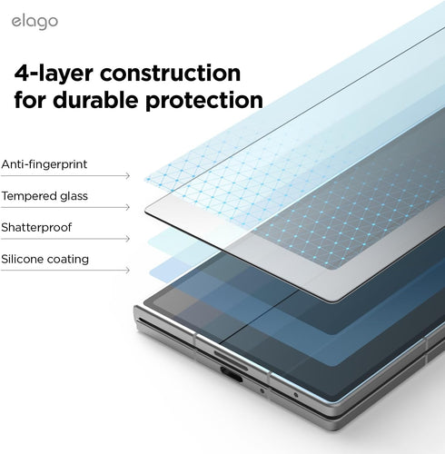 elago Samsung Galaxy Z Fold 7 Tempered Glass Screen Protector Flex Window
