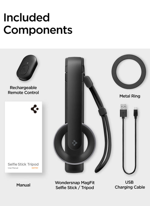 Spigen MagSafe 24" Extendable Selfie Stick Tripod Stand with Bluetooth Remote