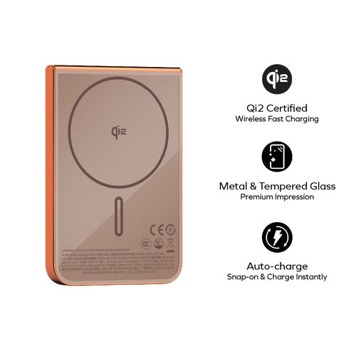 1-POWER S.PASS 5000mAh QI2 Magnetic Wireless Power Bank USB-C Up to 15W PD Output