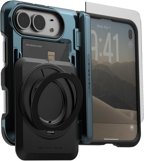 VRS Design iPhone Duo Case Damda Glide Hybrid with Screen Protector (2 Card Wallet Holder and Kickstand)