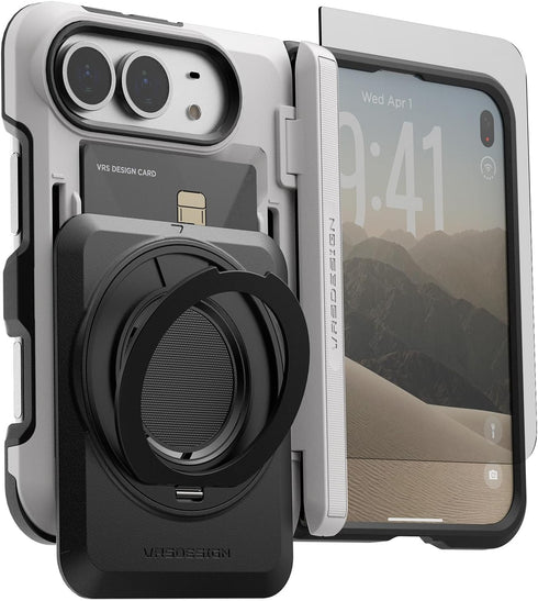 VRS Design iPhone Duo Case Damda Glide Hybrid with Screen Protector (2 Card Wallet Holder and Kickstand)