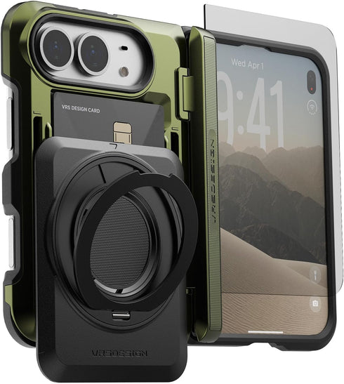 VRS Design iPhone Duo Case Damda Glide Hybrid with Screen Protector (2 Card Wallet Holder and Kickstand)