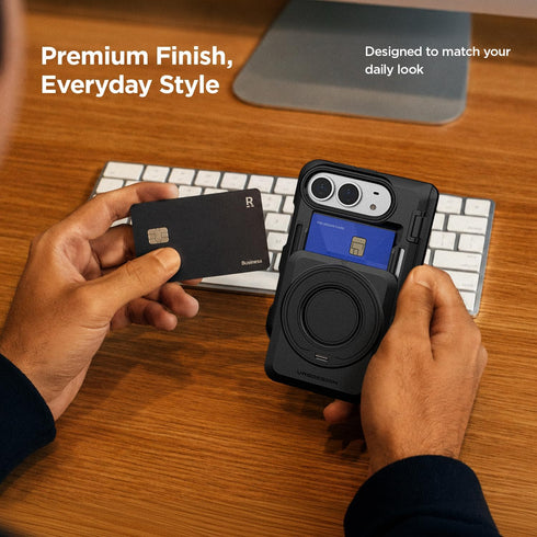 VRS Design iPhone Duo Case Damda Glide Hybrid with Screen Protector (2 Card Wallet Holder and Kickstand)