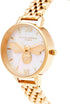 Olivia Burton Lucky Bee, White Dial Ionic Plated Gold Steel Bracelet (34mm)