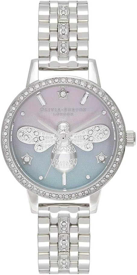 Olivia Burton Sparkle Bee Ombre, Pink Dial Stainless Steel & Stone Bracelet (30mm)
