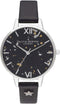 Olivia Burton Celestial, Black Dial Stainless Steel Black Leather Strap (34mm)