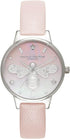 Olivia Burton Sparkle Bee, White Dial Pearl Pink Leather Strap (30mm)