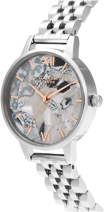 Olivia Burton Abstract Florals, Multicolor Dial Stainless Steel Bracelet (30mm)