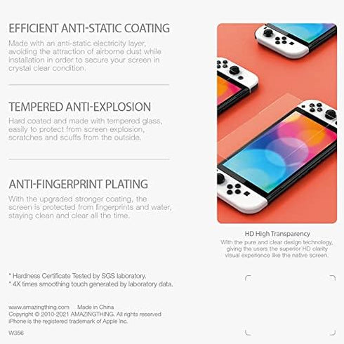Amazing Thing Nintendo Switch OLED Tempered Glass Screen Protector Supreme Full Glass DUO