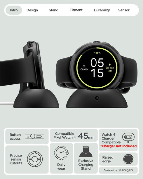 Spigen Pixel Watch 4 (45mm) Case with Charger Stand Liquid Air