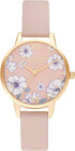 Olivia Burton Groovy Blooms Candy, Pink Dial Vegan Material Strap (30mm)
