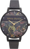 Olivia Burton Varsity, Black Dial Black Leather Strap (38mm)