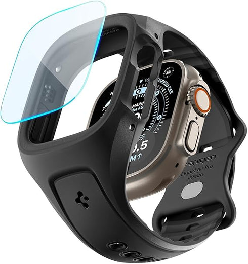 Spigen Apple Watch Ultra (49mm) Band with Case and Tempered Glass Screen Protector Liquid Air PRO