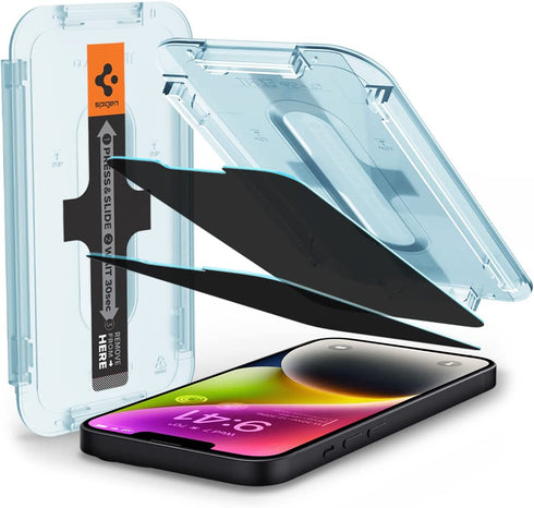 Spigen iPhone 16e / 14 / 13 PRO / 13 Tempered Glass Screen Protector GLAStR EZ Fit PRIVACY
