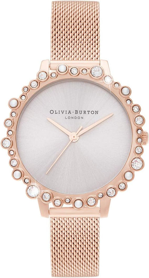 Olivia Burton Bubble, Pink Dial Ionic Plated Steel Bracelet (30mm)